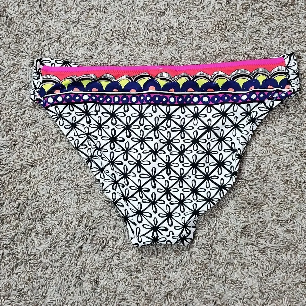 Trina Turk Black & White Floral Bikini Swim Bottoms